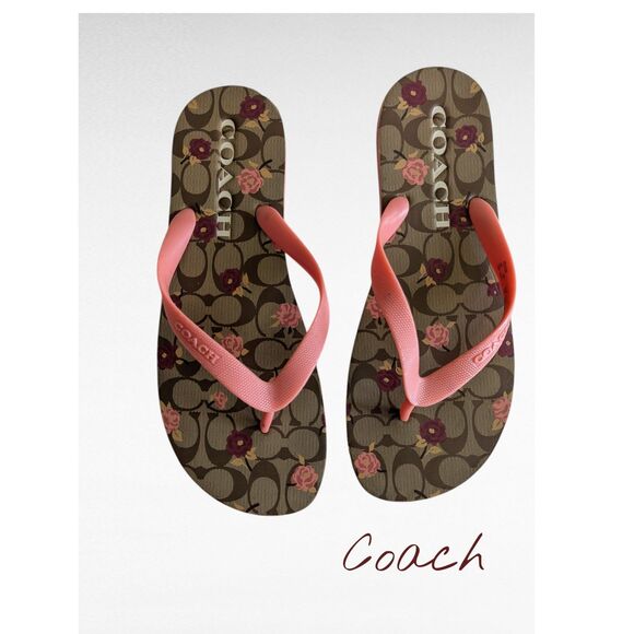Coach Zayn Floral Signature Print Flip Flops Sandals   Sz 10B - Picture 1 of 8